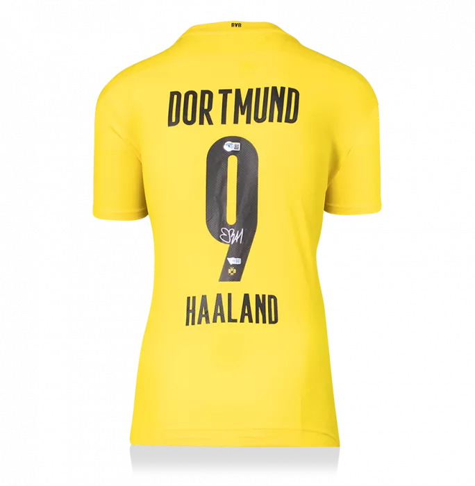 Icons Erling Haaland Back Signed Borussia Dortmund 2020-21 Home Shirt In Hero Frame: Option 1