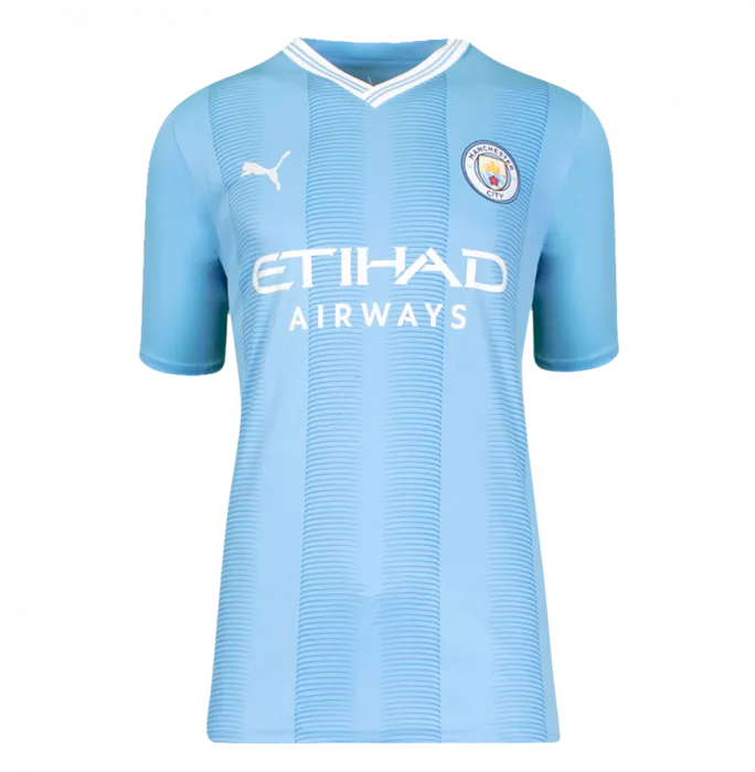 Icons Erling Haaland Official Ballon D'Or™ Back Signed And Hero Framed Manchester City 2023-24 Home Shirt: 2023 Gerd Müller Trophy Winner