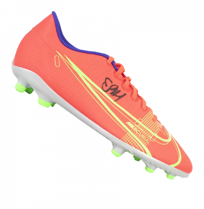 Icons Erling Haaland Official UEFA Europa League Signed Orange Nike Mercurial Boot In Acrylic Case