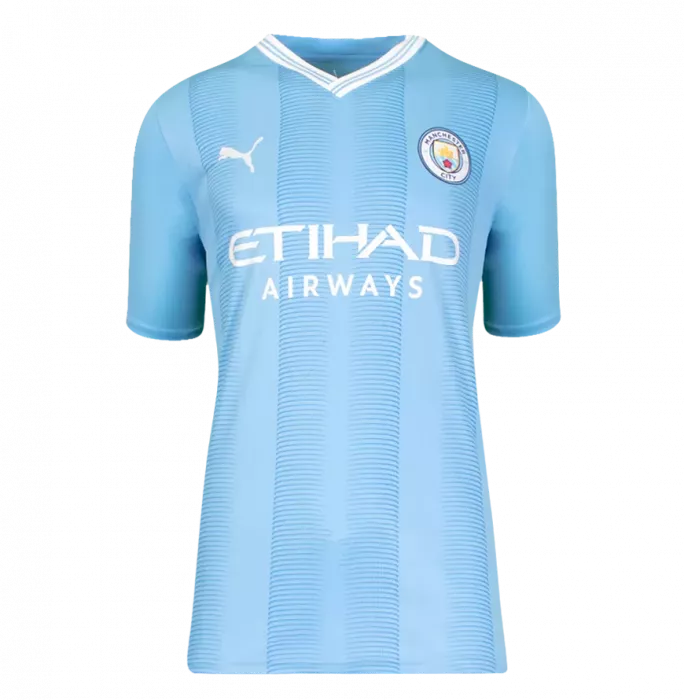 Icons Erling Haaland & Sergio Aguero Signed Manchester City Home Shirts In Classic Dual Frame