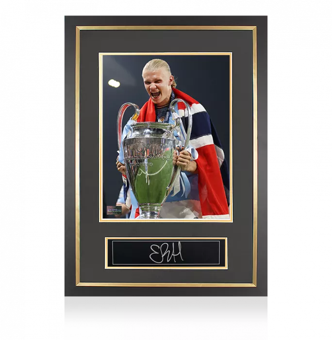 icons Erling Haaland Signed Plaque and Photo Frame: 2023 UEFA Champions League Winner