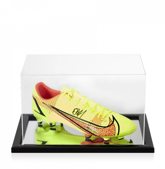 icons Erling Haaland Signed Yellow Nike Mercurial Boot In Acrylic Case