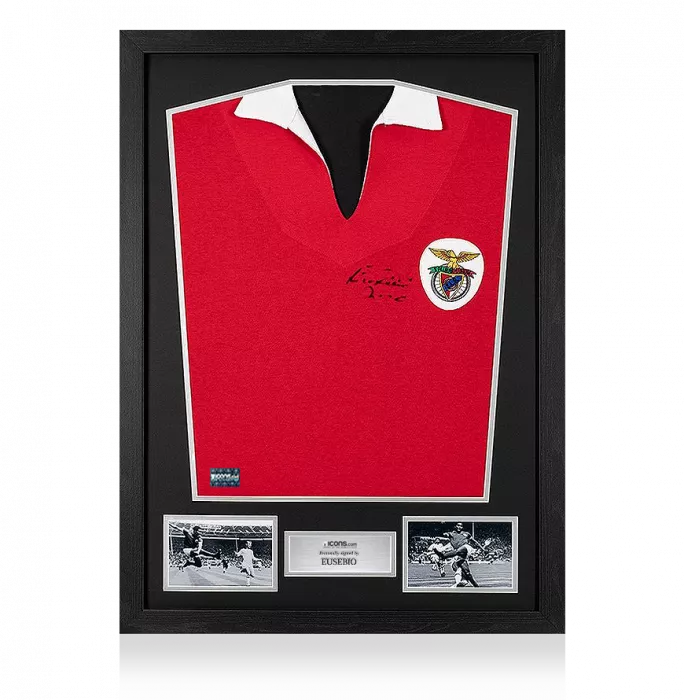 icons Eusebio Front Signed Retro Benfica Shirt In Classic Frame