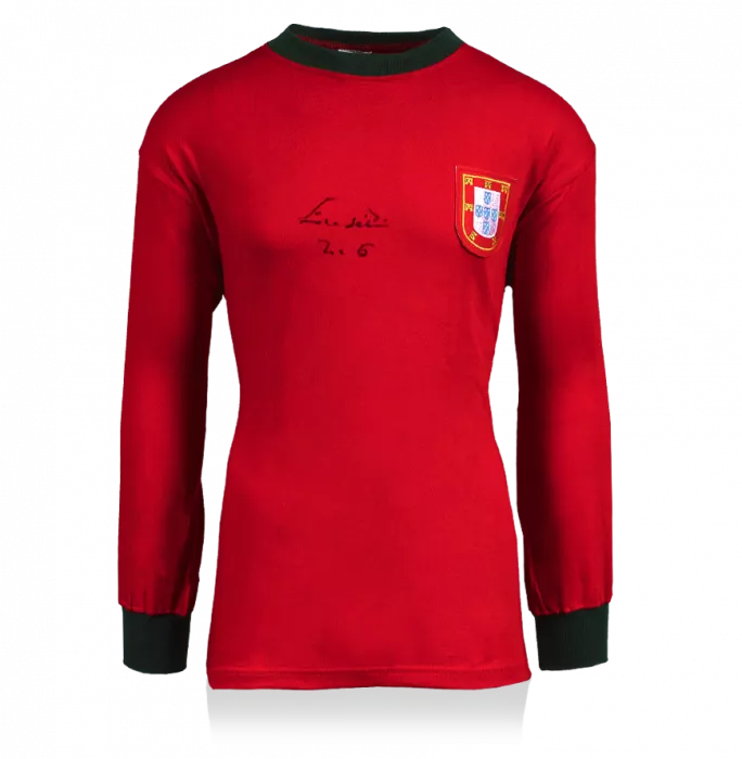 icons Eusebio Front Signed Retro Portugal Home Shirt