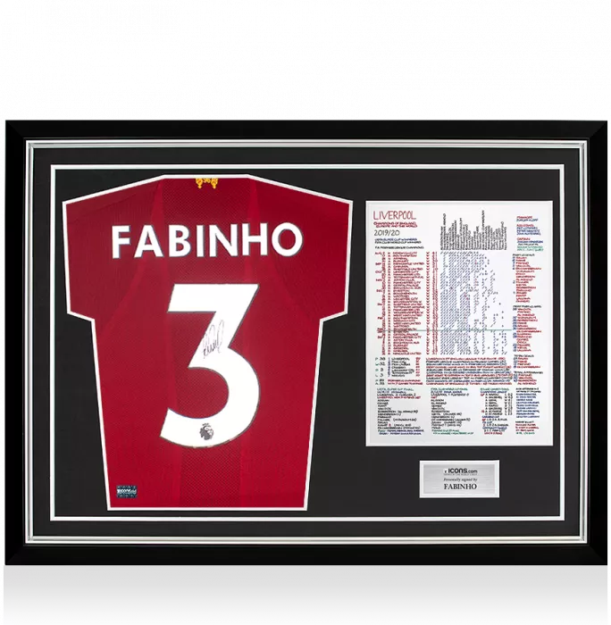 Icons Fabinho Back Signed Liverpool FC 2019-20 Home Shirt In Commentary Chart Frame