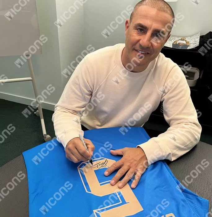 Icons Fabio Cannavaro Back Signed Italy Modern Shirt In Classic Frame