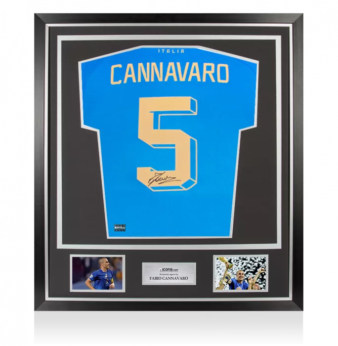 icons Fabio Cannavaro Back Signed Italy Modern Shirt In Classic Frame