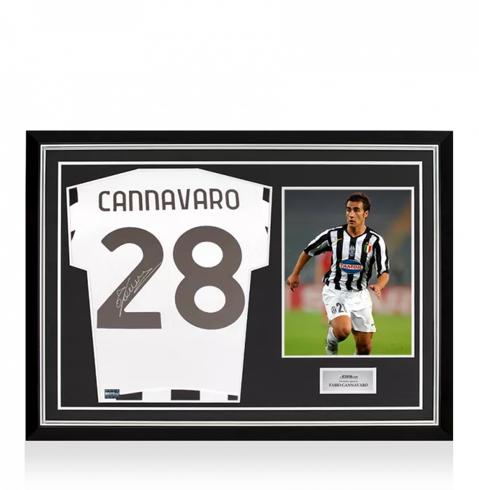 icons Fabio Cannavaro Back Signed Juventus 2021-22 Home Shirt In Hero Frame: Option 1