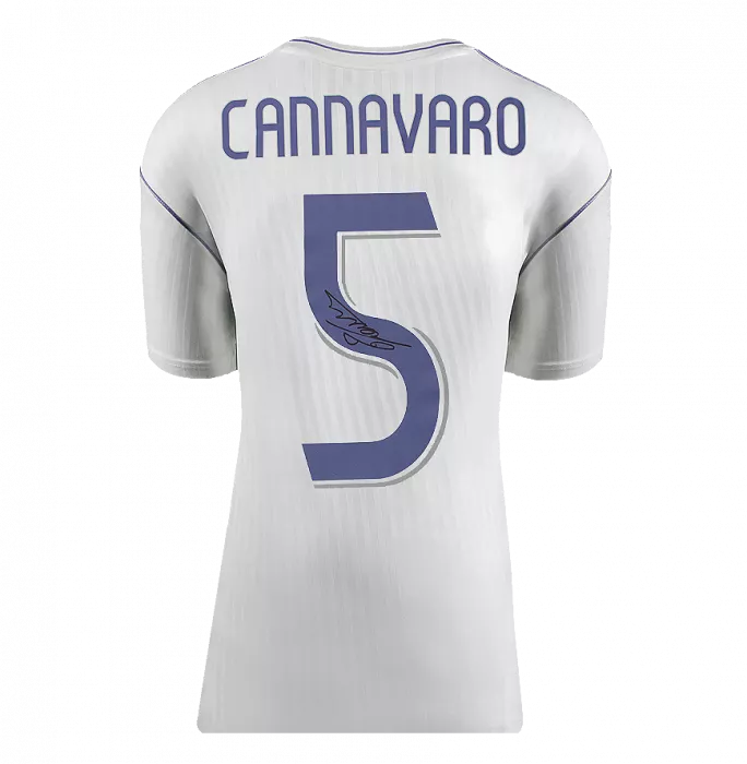 Icons Fabio Cannavaro Back Signed Real Madrid Modern Home Shirt In Hero Frame: Option 1