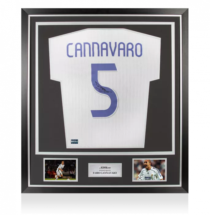 icons Fabio Cannavaro Back Signed Real Madrid Modern Home Shirt In Classic Frame