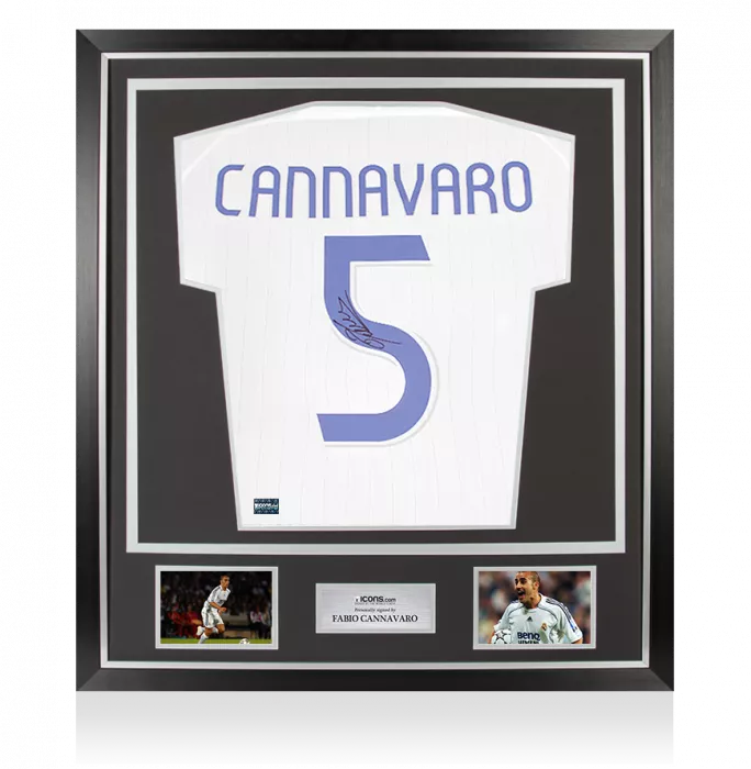 icons Fabio Cannavaro Back Signed Real Madrid Teamgeist Shirt In Classic Frame