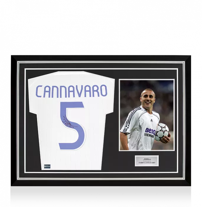 icons Fabio Cannavaro Back Signed Real Madrid Teamgeist Shirt In Hero Frame: Option 1