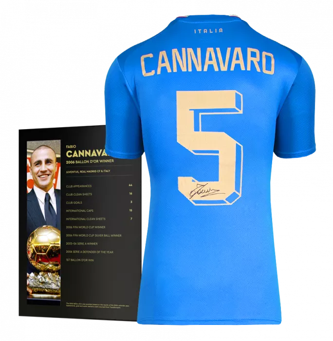 Icons Fabio Cannavaro Official Ballon D'Or™ Back Signed Modern Italy Shirt: 2006 Winner's Pack