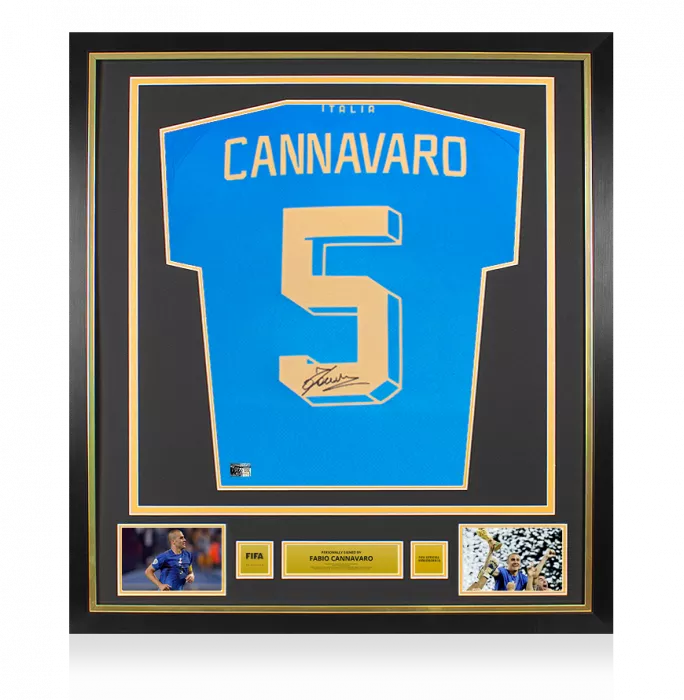 icons Fabio Cannavaro Official FIFA World Cup™ Back Signed and Framed Modern Italy Shirt