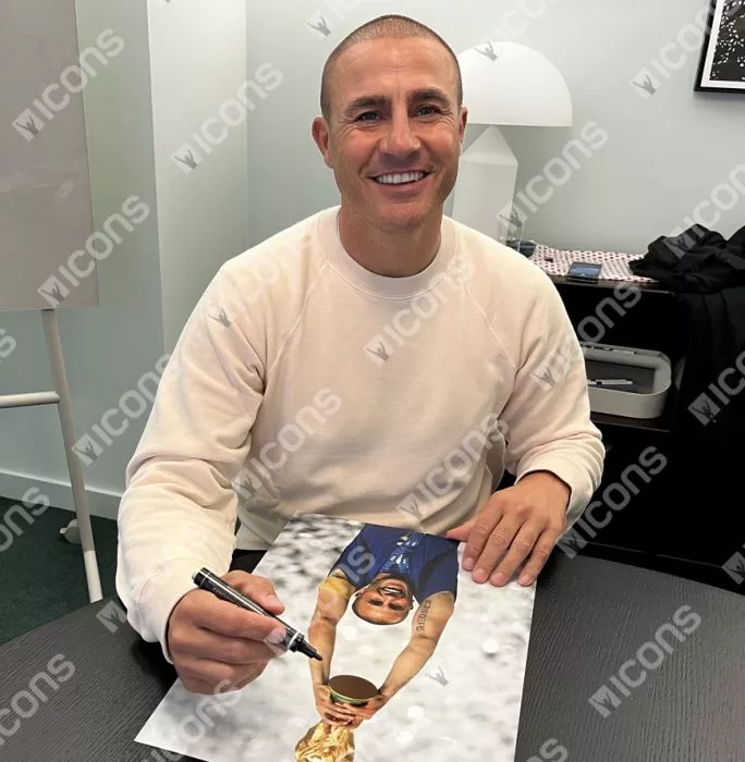 Icons Fabio Cannavaro Signed Italy Photo In Black Wooden Frame: 2006 FIFA World Cup Winner