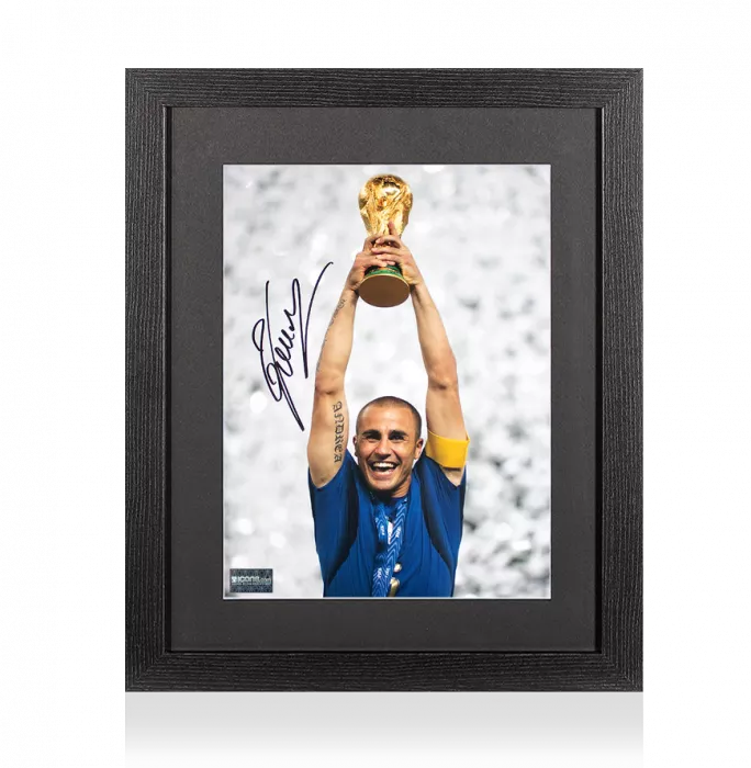 icons Fabio Cannavaro Signed Italy Photo In Black Wooden Frame: 2006 FIFA World Cup Winner