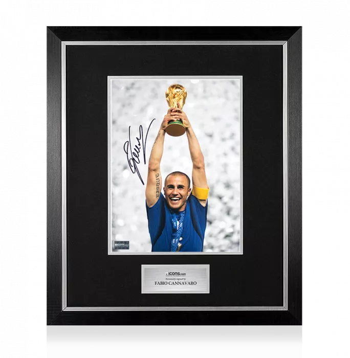icons Fabio Cannavaro Signed Italy Photo In Premium Photo Frame: 2006 FIFA World Cup Winner