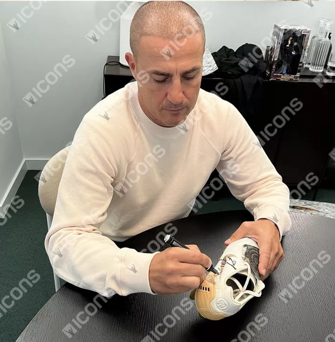 Icons Fabio Cannavaro Signed Nike Total 90 Boot In Acrylic Case