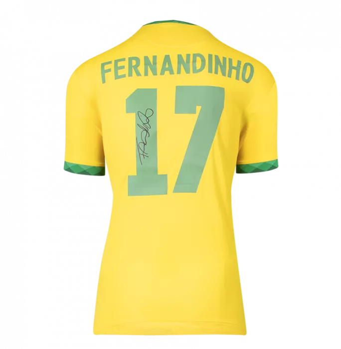 Icons Fernandinho Back Signed Brazil 2020-21 Home Shirt
