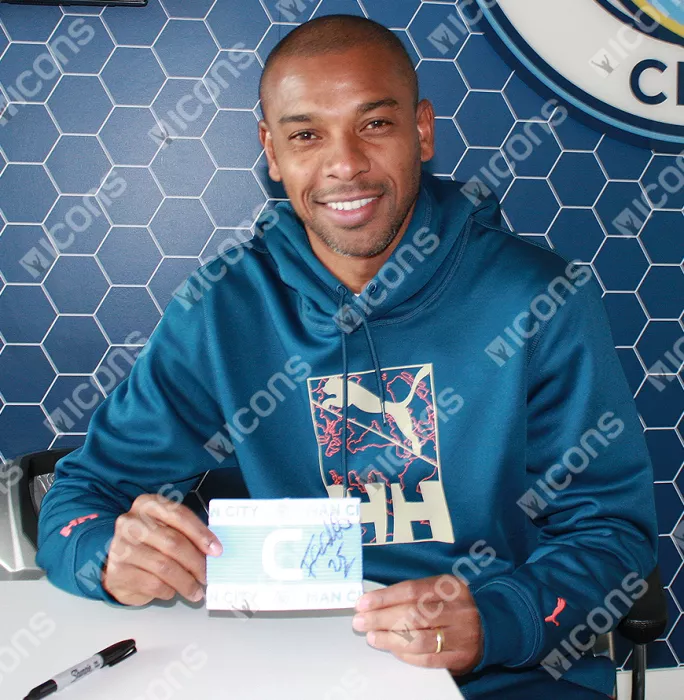 Icons Fernandinho Signed And Framed Manchester City Captain's Armband