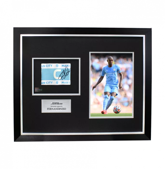 icons Fernandinho Signed and Framed Manchester City Captain's Armband