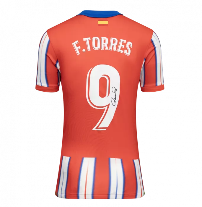 Icons Fernando Torres Back Signed Atletico Madrid 2024-25 Home Shirt With Fan Style Number In Deluxe Packaging