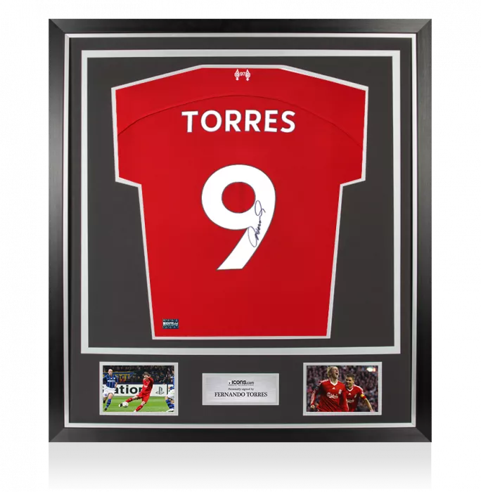 icons Fernando Torres Back Signed Liverpool 2023-24 Home Shirt In Classic Frame