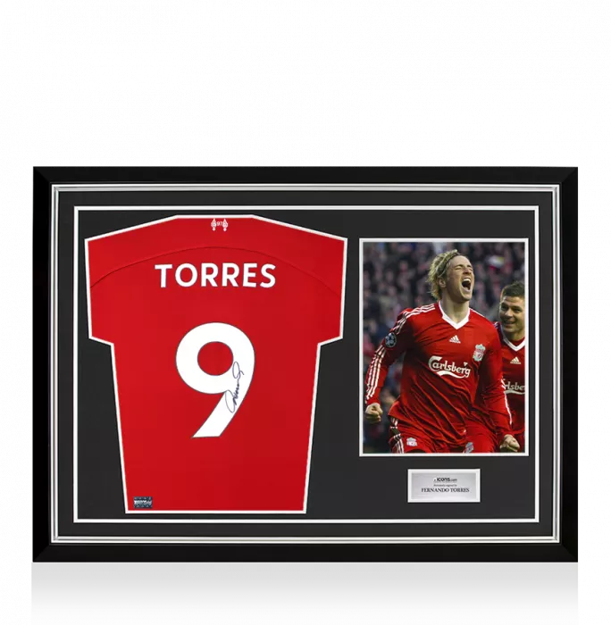 icons Fernando Torres Back Signed Liverpool 2023-24 Home Shirt In Hero Frame: Option 1