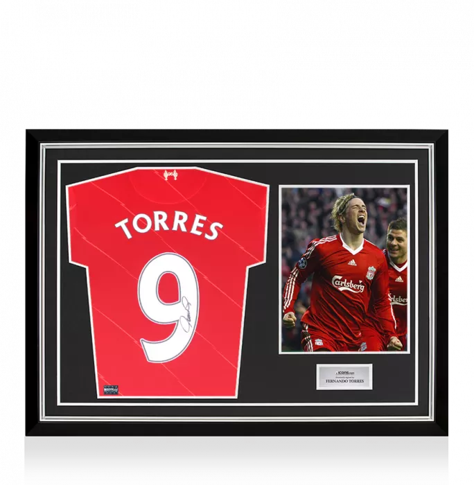 icons Fernando Torres Back Signed Liverpool FC 2021-22 Home Shirt In Hero Frame: Option 1