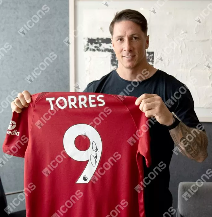 Icons Fernando Torres Back Signed Liverpool FC 2022-23 Home Shirt In Hero Frame: Option 1