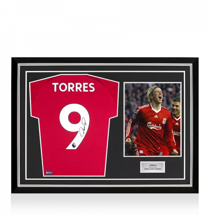 icons Fernando Torres Back Signed Liverpool FC 2022-23 Home Shirt In Hero Frame: Option 1
