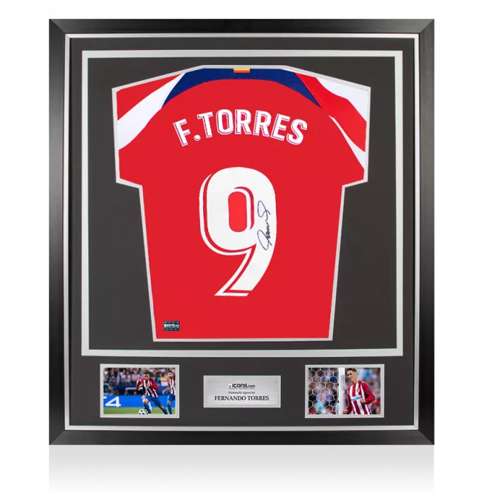 icons Fernando Torres Back Signed Modern Atletico Madrid Home Shirt In Classic Frame