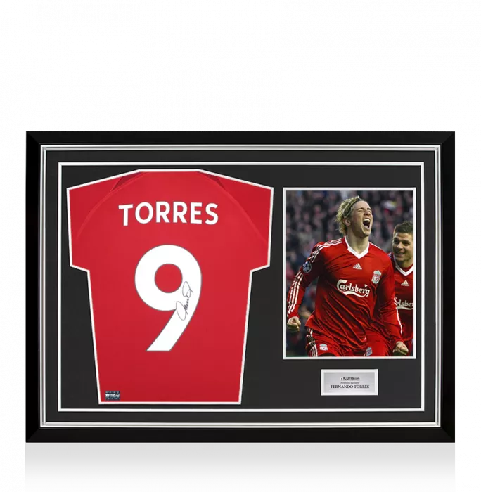 icons Fernando Torres Back Signed Modern Liverpool FC Home Shirt In Hero Frame: Option 1