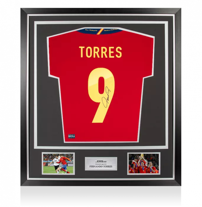 icons Fernando Torres Back Signed Spain 2011-12 Home Shirt In Classic Frame