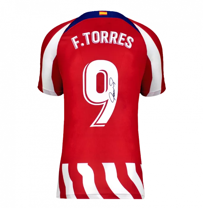 Icons Fernando Torres Official UEFA Champions League Back Signed And Hero Framed Modern Atletico Madrid Home Shirt