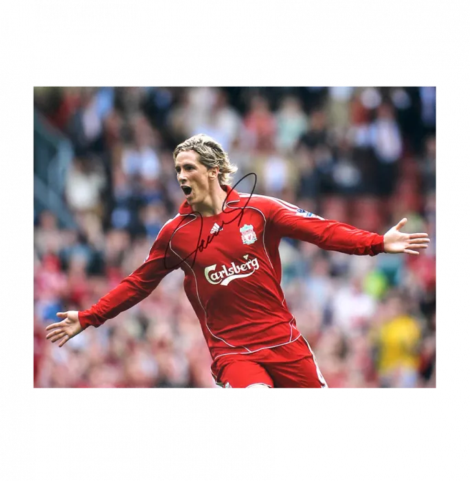 Icons Fernando Torres Signed Liverpool FC Photo In Black Wooden Frame: Premier League Legend