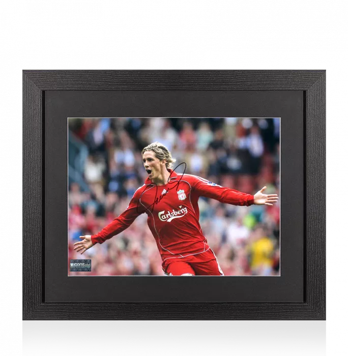 icons Fernando Torres Signed Liverpool FC Photo In Black Wooden Frame: Premier League Legend