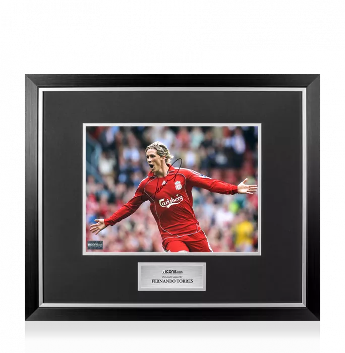 icons Fernando Torres Signed Liverpool FC Photo In Premium Photo Frame: Premier League Legend