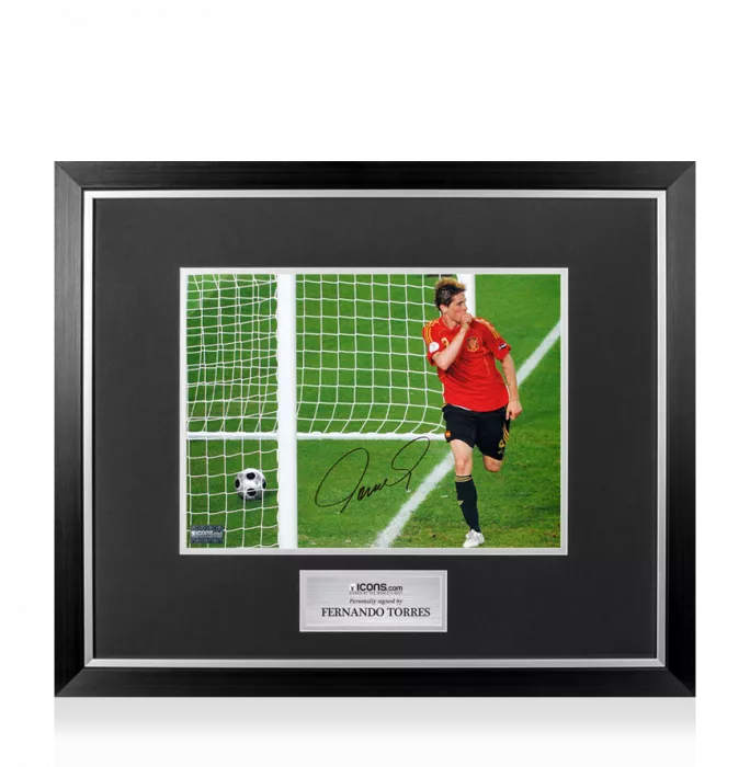 icons Fernando Torres Signed Spain Photo In Premium Photo Frame: UEFA EURO 2008 Final Goal
