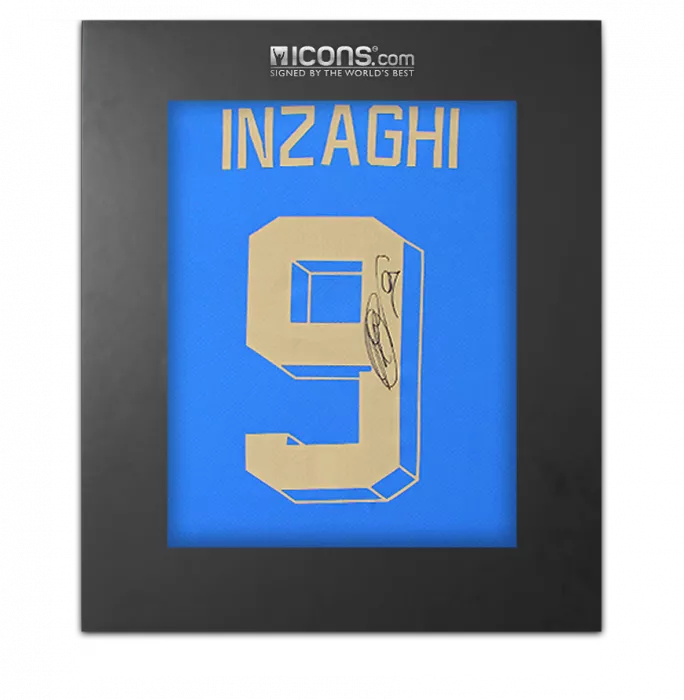 icons Filippo Inzaghi Back Signed Italy 2022-23 Home Shirt with Fan Style Number In Deluxe Packaging