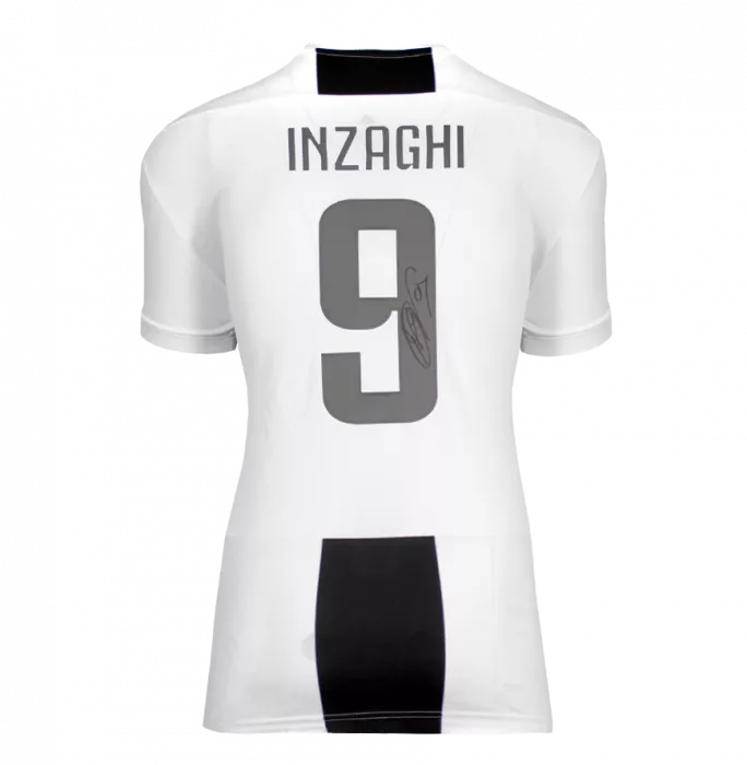 Icons Filippo Inzaghi Back Signed Juventus 2018-19 Home Shirt With Fan Style Numbers In Hero Frame: Option 1