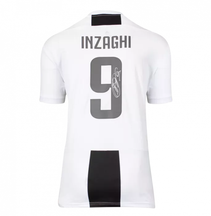Icons Filippo Inzaghi Back Signed Juventus 2018-19 Home Shirt With Fan Style Numbers In Hero Frame: Option 1