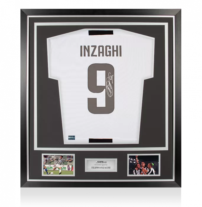 icons Filippo Inzaghi Back Signed Juventus 2018-19 Home Shirt With Fan Style Numbers In Classic Frame