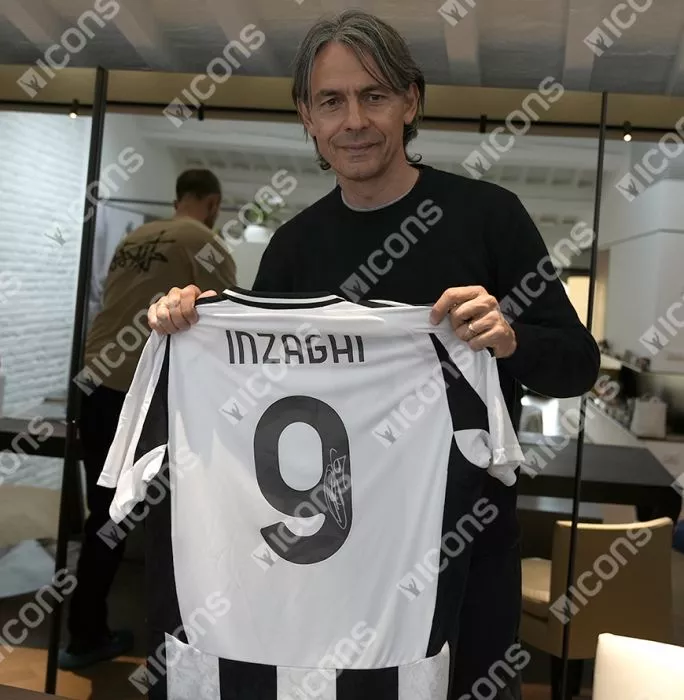 Icons Filippo Inzaghi Back Signed Juventus 2024-25 Home Shirt With Fan Style Number In Deluxe Packaging