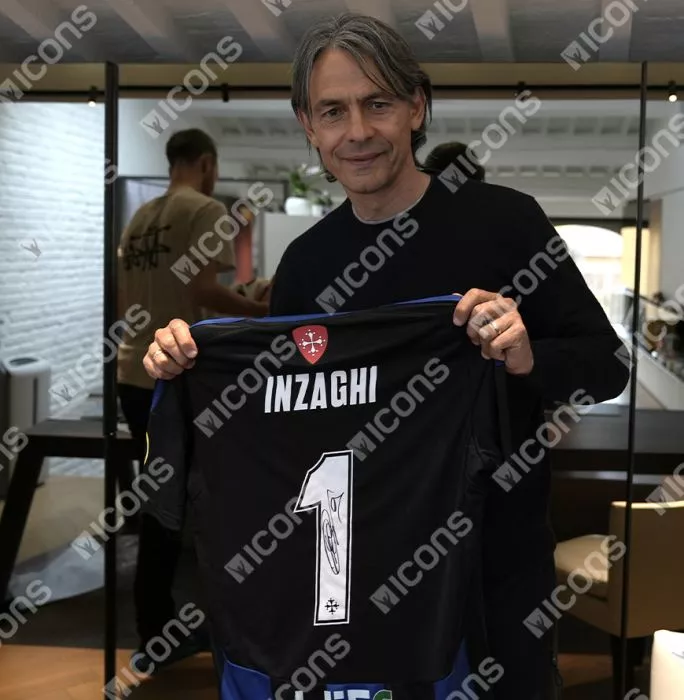 Icons Filippo Inzaghi Back Signed Pisa SC 2024-25 Home Shirt In Classic Frame