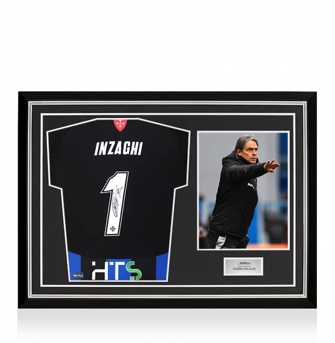 icons Filippo Inzaghi Back Signed Pisa SC 2024-25 Home Shirt In Hero Frame: Option 1