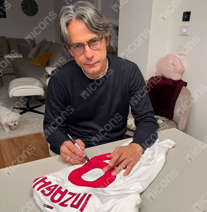 Icons Filippo Inzaghi Official AC Milan Back Signed And Framed Modern Away Shirt