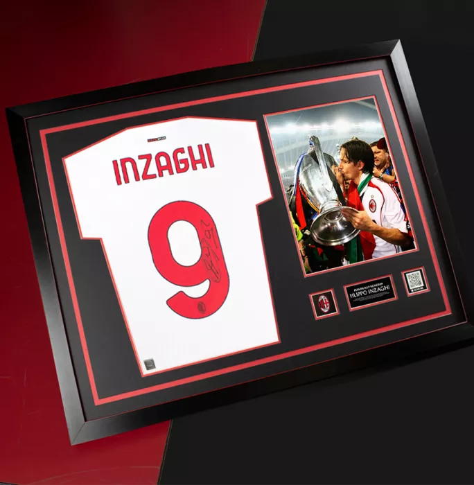 Icons Filippo Inzaghi Official AC Milan Back Signed And Framed Modern Away Shirt