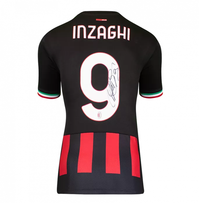 Icons Filippo Inzaghi Official AC Milan Back Signed And Framed Modern AC Milan Home Shirt