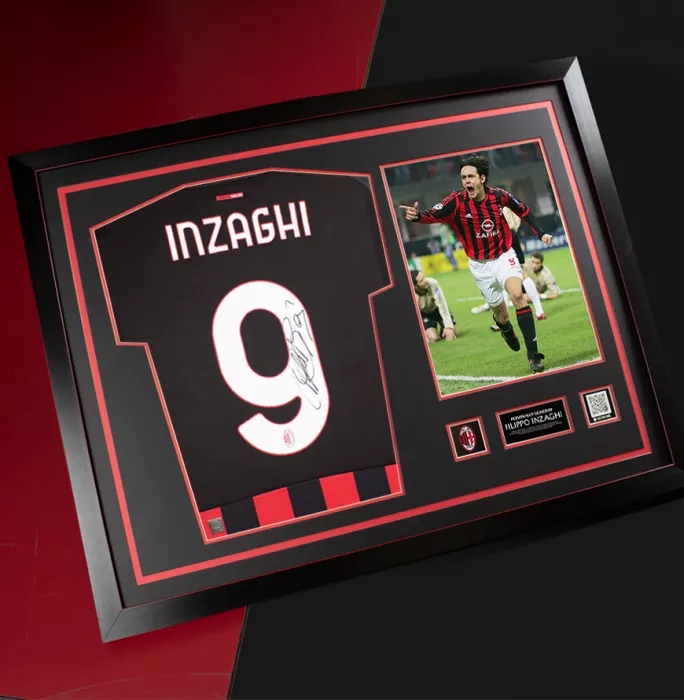 Icons Filippo Inzaghi Official AC Milan Back Signed And Framed Modern AC Milan Home Shirt